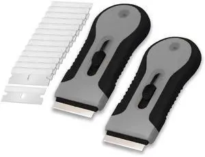 Razor Blade Scraper Tool, 2 Pack, 30 Extra Stainless Steel Blades, Anti-Slip Ergonomic Handle Design, Razor Scraper Set for Cleaning Window, Paint, Oven, Glass, Stove Razor Blade Scraper Tool, 2 Pack, 30 Extra Stainless Steel Blades, Anti-Slip Ergonomic Handle Design, Razor Scraper Set for Cleaning Window, Paint, Oven, Glass, Stove