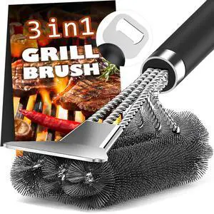 Grill Brush and Scraper-18 Adjustable Handle Safe BBQ Grill Brush for Outdoor Grill-Deep BBQ Clearning Brush wih Bottle Operner Extra Strong Grill Cleaner Accessories for Gas/Charcoal Grilling Grates Grill Brush and Scraper-18 Adjustable Handle Safe BBQ Grill Brush for Outdoor Grill-Deep BBQ Clearning Brush wih Bottle Operner Extra Strong Grill Cleaner Accessories for Gas/Charcoal Grilling Grates