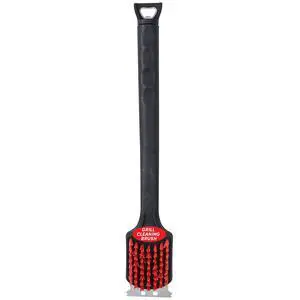 Grill Cleaning Brush with Nylon Bristles and Scraper, Heavy Duty BBQ Grill Cleaner Tool with Rubber Handle and Bottle Opener, Outdoor Grill Brush for Cooled Grates, 17 Inch Grill Cleaning Brush with Nylon Bristles and Scraper, Heavy Duty BBQ Grill Cleaner Tool with Rubber Handle and Bottle Opener, Outdoor Grill Brush for Cooled Grates, 17 Inch