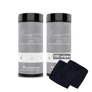 Stainless Steel Cleaner Wipes - Grime & Grease Remover Kitchen Cleaning Supplies - Clean & Shine, For Stove Top, Refrigerator, Sink, Oven, & Household Appliances - Canister, 100 Count Stainless Steel Cleaner Wipes - Grime & Grease Remover Kitchen Cleaning Supplies - Clean & Shine, For Stove Top, Refrigerator, Sink, Oven, & Household Appliances - Canister, 100 Count