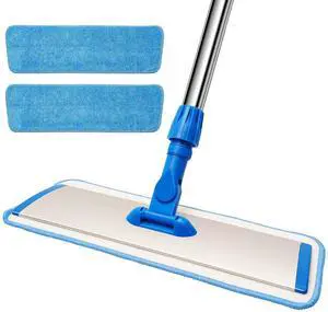 18" Professional Microfiber Mop Floor Cleaning, Flat Mop with Stainless Steel Handle,360-Spin Head with 2 Reusable Washable Pads, Microfiber Wet and Dust Mopping for Hardwood and Tile,Blue 18" Professional Microfiber Mop Floor Cleaning, Flat Mop with Stainless Steel Handle,360-Spin Head with 2 Reusable Washable Pads, Microfiber Wet and Dust Mopping for Hardwood and Tile,Blue