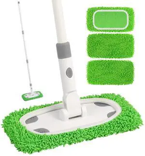 Reusable Microfiber Floor Mop System, Wet & Dry Sweeper Kit, Includes 1 Sweeper Handle, 3 Washable Chenille Mop Pads, Dry & Wet Use for Hardwood, Tile, and Laminate Floor Reusable Microfiber Floor Mop System, Wet & Dry Sweeper Kit, Includes 1 Sweeper Handle, 3 Washable Chenille Mop Pads, Dry & Wet Use for Hardwood, Tile, and Laminate Floor