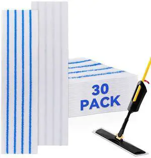 Replacement Disposable Microfiber Pad Fit for Rubbermaid Quick Connect Mop System - 30 Pack Wet & Dry Commercial Cleaning Refills with Scrubbing/Scouring Stripes Fit for Any Flat System 17 and 18 Inch Replacement Disposable Microfiber Pad Fit for Rubbermaid Quick Connect Mop System - 30 Pack Wet & Dry Commercial Cleaning Refills with Scrubbing/Scouring Stripes Fit for Any Flat System 17 and 18 Inch