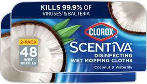 Scentiva Disinfecting Wet Mop Pad, Disposable Mop Heads, Coconut and Waterlily, 2 Packs, 24 Wet Refills Per Pack (Package May Vary) Scentiva Disinfecting Wet Mop Pad, Disposable Mop Heads, Coconut and Waterlily, 2 Packs, 24 Wet Refills Per Pack (Package May Vary)