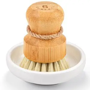 Bamboo Dish Scrub Brush for Kitchen Sink, Natural Wooden Washing Dish Brush Scrubber with Sisal Bristles for Household Cleaning, Cast Iron Pots, Pans and Vegetables Bamboo Dish Scrub Brush for Kitchen Sink, Natural Wooden Washing Dish Brush Scrubber with Sisal Bristles for Household Cleaning, Cast Iron Pots, Pans and Vegetables