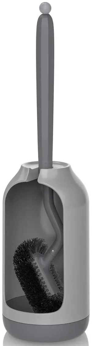 Toilet Bowl Brush Holder Set: Bathroom Deep Cleaning Toilet Cleaner Scrubber Under Rim with Curved Bristle for Dead Corner Clean - Hidden Rv Toilet Decorative Accessories with Caddy- Gray Toilet Bowl Brush Holder Set: Bathroom Deep Cleaning Toilet Cleaner Scrubber Under Rim with Curved Bristle for Dead Corner Clean - Hidden Rv Toilet Decorative Accessories with Caddy- Gray