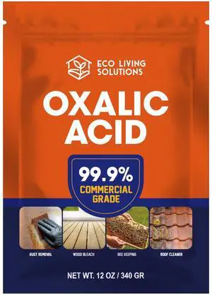 Oxalic Acid 99.9% Deck Stain Remover & Wood Stain Remover | Metal Cleaning & Rust Stain Removal - 12 Oz Oxalic Acid 99.9% Deck Stain Remover & Wood Stain Remover | Metal Cleaning & Rust Stain Removal - 12 Oz
