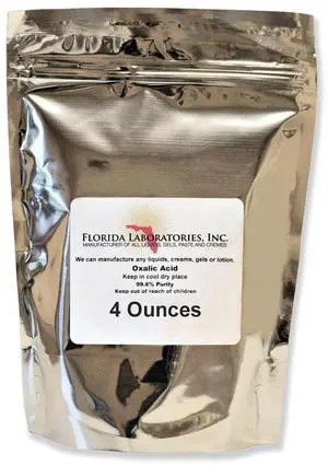 OXALIC Acid 99.6% 4 oz (Ounces) Deck, Crystals, Metal Cleaning- Rust Removal, Wood Stain Remover and More! OXALIC Acid 99.6% 4 oz (Ounces) Deck, Crystals, Metal Cleaning- Rust Removal, Wood Stain Remover and More!