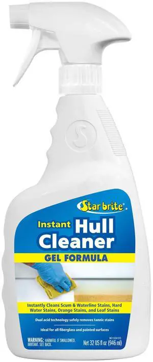 Instant Hull Cleaner - 32 Oz Gel Spray - Easily Remove Stains, Scum Lines & Grime on Boat Hulls, Fiberglass, Plastic & Painted Surfaces - Easy to Use Formula (096132) Instant Hull Cleaner - 32 Oz Gel Spray - Easily Remove Stains, Scum Lines & Grime on Boat Hulls, Fiberglass, Plastic & Painted Surfaces - Easy to Use Formula (096132)
