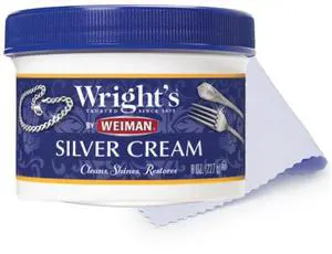by Weiman Silver Cleaner and Polish Cream with Polishing Cloth, Ammonia-Free, Gently Clean & Remove Tarnish without Scratching by Weiman Silver Cleaner and Polish Cream with Polishing Cloth, Ammonia-Free, Gently Clean & Remove Tarnish without Scratching