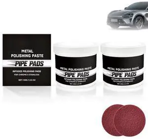2Pcs Metal Polishing Paste, Pipe Infused Polishing Pads, Metal polish Care Kit Protectant Scratch Remover, Chrome Stainless Steel Aluminum Cars 2Pcs Metal Polishing Paste, Pipe Infused Polishing Pads, Metal polish Care Kit Protectant Scratch Remover, Chrome Stainless Steel Aluminum Cars