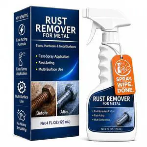 Rust Remover Spray for Metal, Highly Concentrated Metal Rust Remover for Car Parts, Tools, Cast Iron & Stainless Steel, Fast-Acting Rust Stain Remover, Spray-On Cleaner (1) Rust Remover Spray for Metal, Highly Concentrated Metal Rust Remover for Car Parts, Tools, Cast Iron & Stainless Steel, Fast-Acting Rust Stain Remover, Spray-On Cleaner (1)