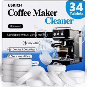 Coffee Machine Cleaner Descaler Tablets 34 Pack, Coffee Maker Cleaner for Keurig, Ninja, Breville, Delonghi, Nespresso, Miele,Espresso Machine Cleaning Tabs,Descaling Solution for Coffee Pot Maker Coffee Machine Cleaner Descaler Tablets 34 Pack, Coffee Maker Cleaner for Keurig, Ninja, Breville, Delonghi, Nespresso, Miele,Espresso Machine Cleaning Tabs,Descaling Solution for Coffee Pot Maker