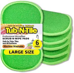 Large, 6-Pack, Microfiber, Scrub-N-Wipe Pad, Multi-Surface, Non-Scratch, Dual-Sided, Scrubber for Tubs, Tiles, Sinks Machine Washable, Durable Kitchen Sponge Large, 6-Pack, Microfiber, Scrub-N-Wipe Pad, Multi-Surface, Non-Scratch, Dual-Sided, Scrubber for Tubs, Tiles, Sinks Machine Washable, Durable Kitchen Sponge