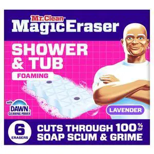 Magic Eraser Sponge, Bathroom, Shower, Tub Cleaner, Soap Scum Remover, Bathroom Cleaning Supplies, Dawn Cleaning Power with Lavender Scent, Shower & Tub, 6ct Magic Eraser Sponge, Bathroom, Shower, Tub Cleaner, Soap Scum Remover, Bathroom Cleaning Supplies, Dawn Cleaning Power with Lavender Scent, Shower & Tub, 6ct