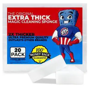 20 Pack Extra Thick Magic Cleaning Pads - Eraser Sponge for All Surfaces - Kitchen-Bathroom-Furniture-Leather-Car-Steel - Just Add Water to Erase All Dirt - Melamine - Universal Cleaner 20 Pack Extra Thick Magic Cleaning Pads - Eraser Sponge for All Surfaces - Kitchen-Bathroom-Furniture-Leather-Car-Steel - Just Add Water to Erase All Dirt - Melamine - Universal Cleaner