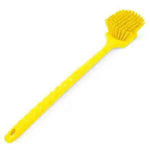 20" Floater Scrub Brush with Long Handle, Oil-Resistant Polyester Bristles, Multiple Trim Angles, Foam-Injected Polymer Block, Commercial Cleaning Tool, Yellow 20" Floater Scrub Brush with Long Handle, Oil-Resistant Polyester Bristles, Multiple Trim Angles, Foam-Injected Polymer Block, Commercial Cleaning Tool, Yellow