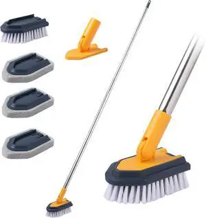 Tub Cleaner Brush with Long Handle, 55" Extendable Tub Scrubber with Locking Head, No Scratch Shower Cleaning Brush for Bathtub, Bathroom Ceilings, Toilet, Kitchen, Tile, Sink Tub Cleaner Brush with Long Handle, 55" Extendable Tub Scrubber with Locking Head, No Scratch Shower Cleaning Brush for Bathtub, Bathroom Ceilings, Toilet, Kitchen, Tile, Sink