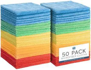 Microfiber Cleaning Cloth, 50 Pack, 11.5" x 11.5" Microfiber Cleaning Cloth, 50 Pack, 11.5" x 11.5"