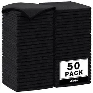 Microfiber Cleaning Cloth Black 50PK, Cleaning Rags 12×12" Microfiber Cleaning Cloth Black 50PK, Cleaning Rags 12×12"