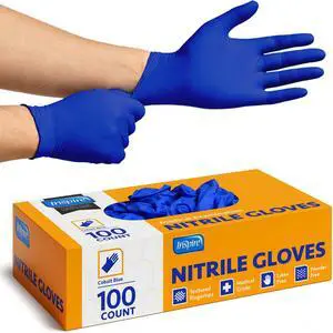 Cobalt Blue Nitrile Disposable Gloves | 4.5 Nitrile Safety Medical Exam Cooking Cleaning Disposable Gloves (Blue - Box of 100, XL) Cobalt Blue Nitrile Disposable Gloves | 4.5 Nitrile Safety Medical Exam Cooking Cleaning Disposable Gloves (Blue - Box of 100, XL)