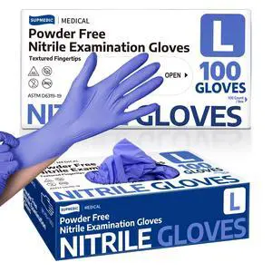 Medical Nitrile Exam Gloves, Powder-Free Latex-Free Non-Sterile Food Safe Disposable Glove, Blue Iris 100 pcs (Large) Medical Nitrile Exam Gloves, Powder-Free Latex-Free Non-Sterile Food Safe Disposable Glove, Blue Iris 100 pcs (Large)
