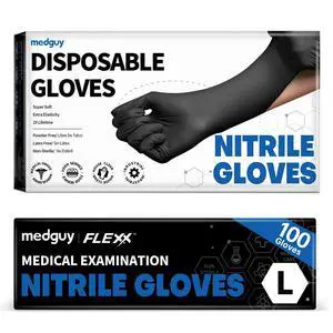 Black Nitrile Disposable Gloves, 4 Mil Powder-Free Latex-Free Food-Safe Glove for Exam, Tattoo, Food Prep, 100 Pcs (Large) Black Nitrile Disposable Gloves, 4 Mil Powder-Free Latex-Free Food-Safe Glove for Exam, Tattoo, Food Prep, 100 Pcs (Large)