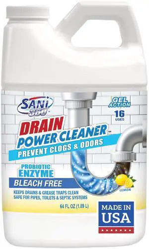 Drain Power Cleaner, Enzyme Probiotic Odor remover, Drain and Garbage Disposal Cleaner, Flush Away Grease, Soap Scum, Lemon scent Septic safe. Save Money on Plumbing, 16 uses, Made in the USA Drain Power Cleaner, Enzyme Probiotic Odor remover, Drain and Garbage Disposal Cleaner, Flush Away Grease, Soap Scum, Lemon scent Septic safe. Save Money on Plumbing, 16 uses, Made in the USA
