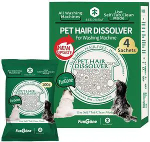 Pet Hair Dissolver Washing Machine Cleaner Powder, 4 Sachets Pet Hair Dissolver Washing Machine Cleaner Powder, 4 Sachets