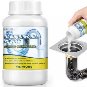 Powerful Drain Clog Remover, 260g Pipeline Dredging Agent & Drain Cleaner Fast Dissolves Hair, Paper Scraps, Food, Grease & Soap Scum, Unclog Sink Drains, Kitchen sinks, Shower pipes, Toilet Powerful Drain Clog Remover, 260g Pipeline Dredging Agent & Drain Cleaner Fast Dissolves Hair, Paper Scraps, Food, Grease & Soap Scum, Unclog Sink Drains, Kitchen sinks, Shower pipes, Toilet