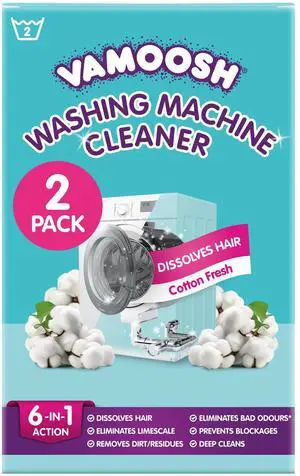 Washing Machine Cleaner 6-in-1 | Safe for All Machines (Front & Top Load) | Cotton Fresh Scent | Dissolves Pet Hair | Leaves No Residue | Eliminates Odor | Removes Limescale | 2x150g Washing Machine Cleaner 6-in-1 | Safe for All Machines (Front & Top Load) | Cotton Fresh Scent | Dissolves Pet Hair | Leaves No Residue | Eliminates Odor | Removes Limescale | 2x150g
