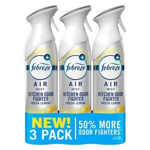 Air Mist, Air Freshener Spray, Odor Fighting Room Spray, Deodorizer for Home Bathroom Kitchen Office Apartment Dorm Room Classroom, Kitchen Odor Fighter Fresh Lemon Scent, 8.1oz, 3-pack Air Mist, Air Freshener Spray, Odor Fighting Room Spray, Deodorizer for Home Bathroom Kitchen Office Apartment Dorm Room Classroom, Kitchen Odor Fighter Fresh Lemon Scent, 8.1oz, 3-pack