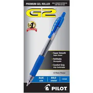 G2 Premium Gel Roller Pens, Bold Point 1 mm, Blue Ink Pens Bold Point, Pack of 12 - Ideal for School, Journaling, and Office Writing G2 Premium Gel Roller Pens, Bold Point 1 mm, Blue Ink Pens Bold Point, Pack of 12 - Ideal for School, Journaling, and Office Writing