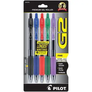G2 Pens, Premium Refillable And Retractable Gel Ink Pens Fine Point 0.7mm, Assorted Colors, 5-Pack G2 Pens, Premium Refillable And Retractable Gel Ink Pens Fine Point 0.7mm, Assorted Colors, 5-Pack