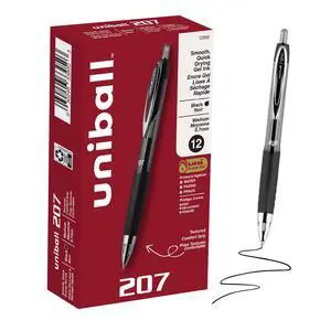 207 Gel Pens, Black Ink, 0.7mm Medium Point, Retractable, 12 Count, Smooth Writing, Fraud-Resistant, uni Super Ink 207 Gel Pens, Black Ink, 0.7mm Medium Point, Retractable, 12 Count, Smooth Writing, Fraud-Resistant, uni Super Ink