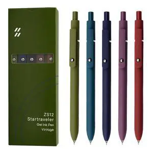 Gel Pens, 5 Pcs 0.5mm Black Ink Pens Fine Point Smooth Writing Pens with Silicone Grip, High-End Series Metal Clip Retractable Pens for Journaling Note Taking (Vintage) Gel Pens, 5 Pcs 0.5mm Black Ink Pens Fine Point Smooth Writing Pens with Silicone Grip, High-End Series Metal Clip Retractable Pens for Journaling Note Taking (Vintage)