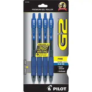 G2 Premium Gel Roller Pens, Fine Point 0.7 mm, Blue Ink Pens Fine Point, Pack of 4 - Ideal for School, Journaling, and Office Writing G2 Premium Gel Roller Pens, Fine Point 0.7 mm, Blue Ink Pens Fine Point, Pack of 4 - Ideal for School, Journaling, and Office Writing
