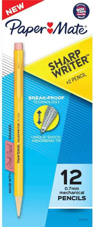SharpWriter Mechanical Pencils, 0.7mm, HB #2, Yellow, 12 Count SharpWriter Mechanical Pencils, 0.7mm, HB #2, Yellow, 12 Count