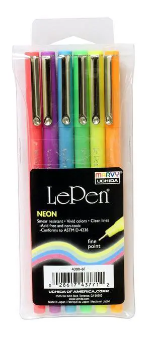 4300-6F 6 Piece Le Neon Pen, Set 4300-6F 6 Piece Le Neon Pen, Set