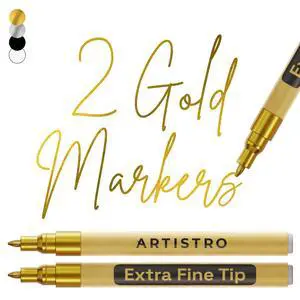 Gold Acrylic Paint Markers - 0.7mm Extra Fine-Tip - Set of 2 Gold Acrylic Paint Markers - 0.7mm Extra Fine-Tip - Set of 2