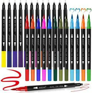 24 Colors Dual Tip Art Markers Pens for Adult Coloring Books, Brush and Fineliner Tip Art Suppliers for Journaling Note Taking Lettering 24 Colors Dual Tip Art Markers Pens for Adult Coloring Books, Brush and Fineliner Tip Art Suppliers for Journaling Note Taking Lettering