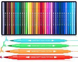 35 Dual Markers Pen for Adult Coloring Book, Coloring Brush Art Marker, Fine Tip Colored Pens for Bullet Journaling Drawing Planner 35 Dual Markers Pen for Adult Coloring Book, Coloring Brush Art Marker, Fine Tip Colored Pens for Bullet Journaling Drawing Planner