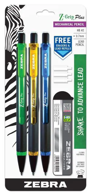 Z-Grip Plus Mechanical Pencil, 0.7mm #2, Assorted Barrels, 3-Pk Z-Grip Plus Mechanical Pencil, 0.7mm #2, Assorted Barrels, 3-Pk
