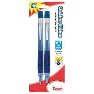 Quicker Clicker Mechanical Pencil, (0.7mm), Transparent Blue Barrel, Pack of 2 (PD347BP2-K6) Quicker Clicker Mechanical Pencil, (0.7mm), Transparent Blue Barrel, Pack of 2 (PD347BP2-K6)