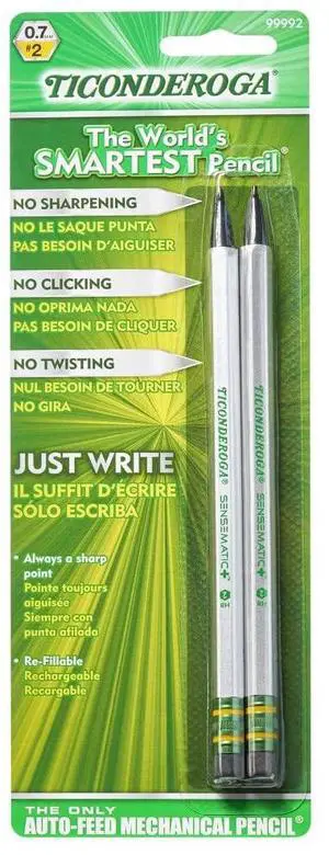 Sensematic Mechanical Pencil, 0.7mm Lead, Silver, 2 Count Sensematic Mechanical Pencil, 0.7mm Lead, Silver, 2 Count