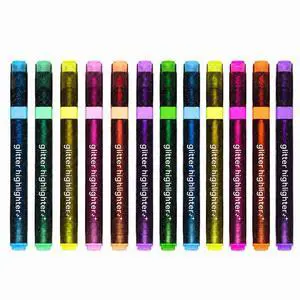 Glitter Highlighters, 12 Color Sparkle Highlighter for Journaling, Study Glitter Highlighters, 12 Color Sparkle Highlighter for Journaling, Study