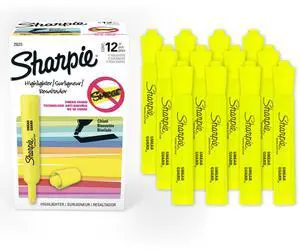 Tank Highlighters, Chisel Tip, Fluorescent Yellow, 12 Count Tank Highlighters, Chisel Tip, Fluorescent Yellow, 12 Count