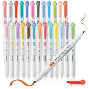 Pastel Highlighters - 25 Pcs Assorted Colors Dual Tip Real Mild Highlighter Markers, Chisel & Fine Tips for Bible Journaling, Note Taking, School Supplies, No Bleed Pastel Highlighters - 25 Pcs Assorted Colors Dual Tip Real Mild Highlighter Markers, Chisel & Fine Tips for Bible Journaling, Note Taking, School Supplies, No Bleed