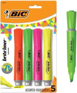 Brite Liner Grip XL Highlighters, Chisel Tip, 4-Count Pack of Assorted Highlighters, Ideal Highlighter Set for Organizing and Coloring Brite Liner Grip XL Highlighters, Chisel Tip, 4-Count Pack of Assorted Highlighters, Ideal Highlighter Set for Organizing and Coloring