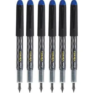 Varsity Disposable Fountain Pens, Blue Ink, Medium Point, Pack of 6 Varsity Disposable Fountain Pens, Blue Ink, Medium Point, Pack of 6